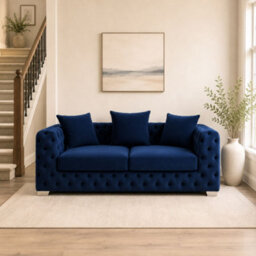 Stratus Interiors Ashley Navy Blue Chesterfield Scatter Back Sofa Collection For Statement Living Rooms-2 Seater - thumbnail 2
