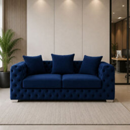 Stratus Interiors Ashley Navy Blue Chesterfield Scatter Back Sofa Collection For Statement Living Rooms-2 Seater - thumbnail 4