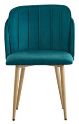 Nordlys Set Of 2 Metal And Blue Fabric Dining Chairs Vintage Style Dining Room - thumbnail 4