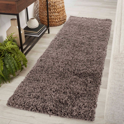 Desire Rugs Plain Living Room Shaggy Area Rugs Taupe Runner 60X220 Cm - image 1