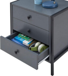 Timber Art Design Zahra Bedside Table Cabinet Bedroom Furniture Nightstand 3 Drawer Dark Grey - thumbnail 5