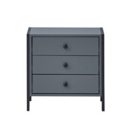 Timber Art Design Zahra Bedside Table Cabinet Bedroom Furniture Nightstand 3 Drawer Dark Grey - thumbnail 1