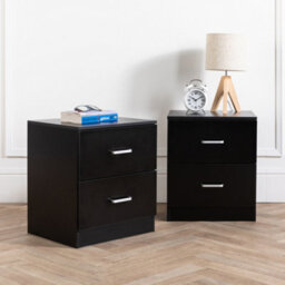 Home Treats 2 Drawer Bedside Table Black (Set Of 1) - thumbnail 4
