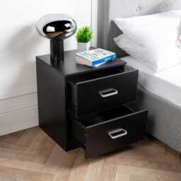 Home Treats 2 Drawer Bedside Table Black (Set Of 1) - thumbnail 5