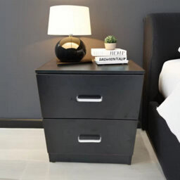 Home Treats 2 Drawer Bedside Table Black (Set Of 1)