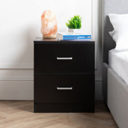 Home Treats 2 Drawer Bedside Table Black (Set Of 1) - thumbnail 7