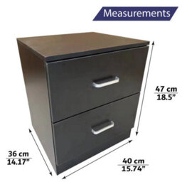 Home Treats 2 Drawer Bedside Table Black (Set Of 1) - thumbnail 2