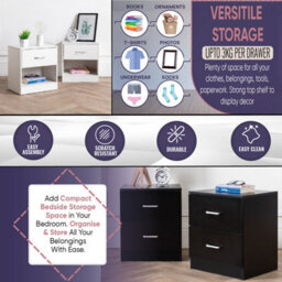 Home Treats 2 Drawer Bedside Table Black (Set Of 1) - thumbnail 8