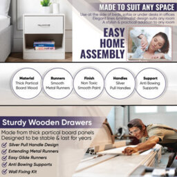 Home Treats 2 Drawer Bedside Table Black (Set Of 1) - thumbnail 9