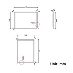 AVER-GROWTH Illuminated Bathroom Mirror With Led Lights Dimmable Demister Pad Motion Sensor Switch Vertical/horizontal Wall Mounted 900X650mm - thumbnail 7