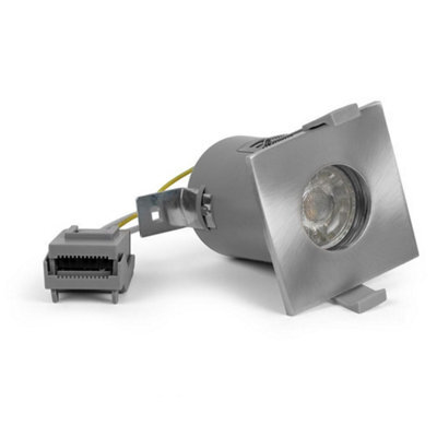 Brushed Chrome Gu10 Square Fire Rated Downlight - Ip65 - Se Home - image 1