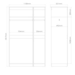 Trent Triple Mirrored Wardrobe In White Gloss & Bardolino Oak (Ready Assembled) - thumbnail 8