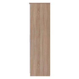 Trent Triple Mirrored Wardrobe In White Gloss & Bardolino Oak (Ready Assembled) - thumbnail 2