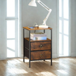 Smart Bedside End Table With Drawers, Usb Ports And Outlets Rustic Brown - thumbnail 5