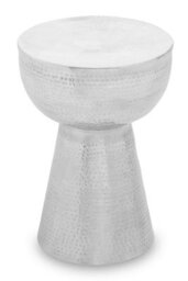Orsina Spacious Accent Table With Tapered Base, Aluminium Finish Side Table With Pedestal Base, Round Bedside Table - thumbnail 2