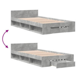 Berkfield Bed Frame With Drawer Without Mattress Concrete Grey 90X200 Cm - thumbnail 7