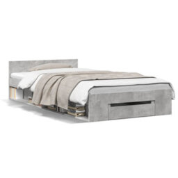 Berkfield Bed Frame With Drawer Without Mattress Concrete Grey 90X200 Cm - thumbnail 2