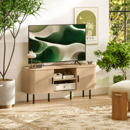 Homcom Tv Unit For Living Room, Tv Stand, Oak Tone - thumbnail 2