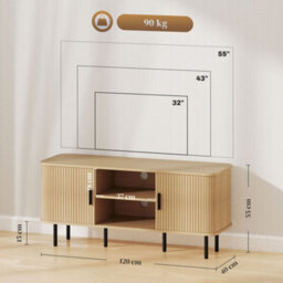 Homcom Tv Unit For Living Room, Tv Stand, Oak Tone - thumbnail 3