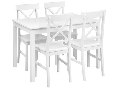 Wyld And Coco Casanova Dining Set - White Poplar Wood And Mdf Table With 4 Chairs, 120 X 75 Cm, Cottage-Style Family Set - image 1