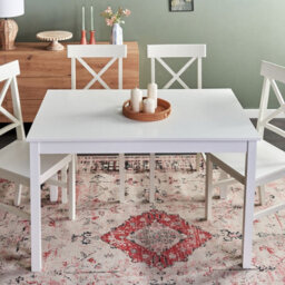 Wyld And Coco Casanova Dining Set - White Poplar Wood And Mdf Table With 4 Chairs, 120 X 75 Cm, Cottage-Style Family Set - thumbnail 2