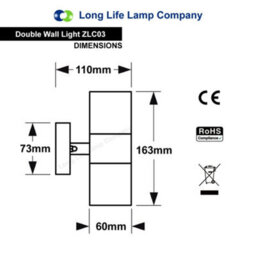 Long Life Lamps Company Modern Stainless Steel Double Outdoor Wall Light Ip65 Wall Light Zlc03 - thumbnail 2