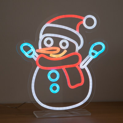 Samuel Alexander 30Cm Snowman Neon-Style Light Up Christmas Decoration With Usb Power Cable - image 1