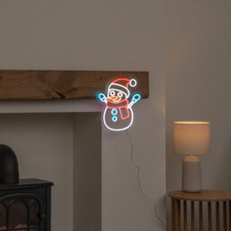 Samuel Alexander 30Cm Snowman Neon-Style Light Up Christmas Decoration With Usb Power Cable - thumbnail 2