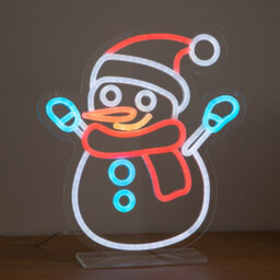 Samuel Alexander 30Cm Snowman Neon-Style Light Up Christmas Decoration With Usb Power Cable - thumbnail 1
