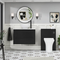 Royal Bathrooms Royal Bathroom Elmore 800mm Matt Nocturne Black Wall Mounted Countertop Bathroom Vanity Unit 2 Drawer With Breeze Basin - thumbnail 5
