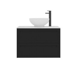 Royal Bathrooms Royal Bathroom Elmore 800mm Matt Nocturne Black Wall Mounted Countertop Bathroom Vanity Unit 2 Drawer With Breeze Basin - thumbnail 7