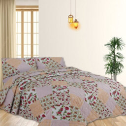 TheWhiteWater Limited Bedspread - Luxury Quilted - Reversible Two Sided - Bed Throw Warm Quilt - Bedspread Patchwork Freya Pink Set 150 Gsm - 3 Tog - thumbnail 4