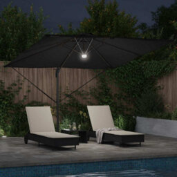 Berkfield Versatile Cantilever Roma Parasol With Leds Black 286X285X270 Cm Aluminium - thumbnail 4