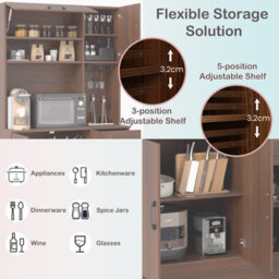 Costway 167Cm Tall Pantry Cabinet With Hutch Freestanding Kitchen Buffet Cupboard - thumbnail 7