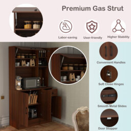 Costway 167Cm Tall Pantry Cabinet With Hutch Freestanding Kitchen Buffet Cupboard - thumbnail 5