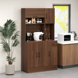 Costway 167Cm Tall Pantry Cabinet With Hutch Freestanding Kitchen Buffet Cupboard - thumbnail 4