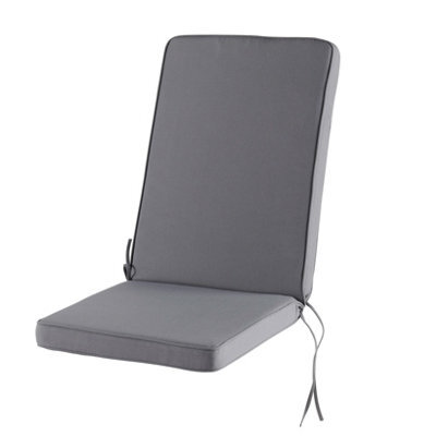 GoodHome Tiga Steel Grey Outdoor Rectangular High Back Seat Cushion