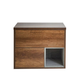 Homestylestore Dark Oak 800mm Wall Hung Bathroom Vanity Unit With Countertop Basin And Led Light - thumbnail 1