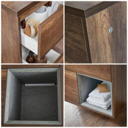 Homestylestore Dark Oak 800mm Wall Hung Bathroom Vanity Unit With Countertop Basin And Led Light - thumbnail 4