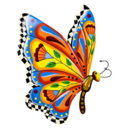 Taylor & Brown Metal Butterfly Wall Artcolourful Handcrafted Mexican Talavera Décor For Indoor/outdoor Garden & Patio