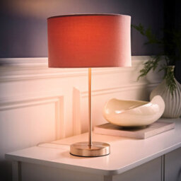 Valuelights Charles Brushed Chrome Table Lamp With Blush Velvet Shade - thumbnail 5