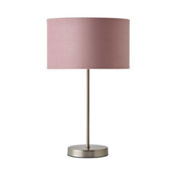 Valuelights Charles Brushed Chrome Table Lamp With Blush Velvet Shade - thumbnail 2