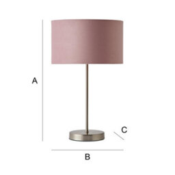 Valuelights Charles Brushed Chrome Table Lamp With Blush Velvet Shade - thumbnail 8