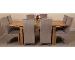 That's Furniture Richmond 140Cm - 220Cm Oak Extending Dining Table And 8 Chairs Dining Set With Lola Grey Fabric Chairs - thumbnail 2