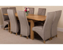 That's Furniture Richmond 140Cm - 220Cm Oak Extending Dining Table And 8 Chairs Dining Set With Lola Grey Fabric Chairs - thumbnail 1