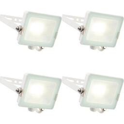 4 Pack Outdoor Waterproof Led Floodlight - 20W Cool White Led - Matt White - thumbnail 1