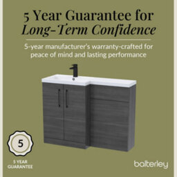 Balterley Left-Hand Bathroom Vanity And Wc Unit Combination With Basin - 1100mm - Woodgrain Anthracite With Black Handles - thumbnail 6