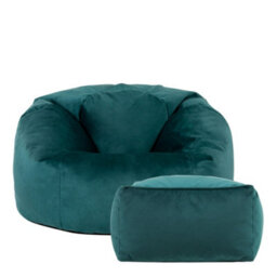 icon Kingston Classic Velvet Bean Bag Chair & Pouffe Teal Green Bean Bag Chair