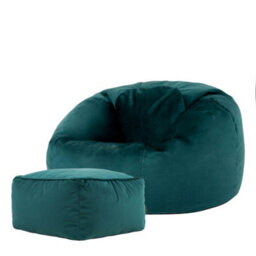 icon Kingston Classic Velvet Bean Bag Chair & Pouffe Teal Green Bean Bag Chair - thumbnail 3