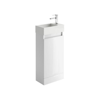 Plum&clay Condense Gloss White  Floor Standing Cloakroom Vanity Unit (W)390mm - image 1